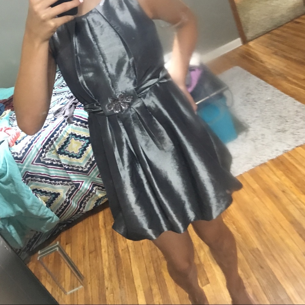 Silver dress.